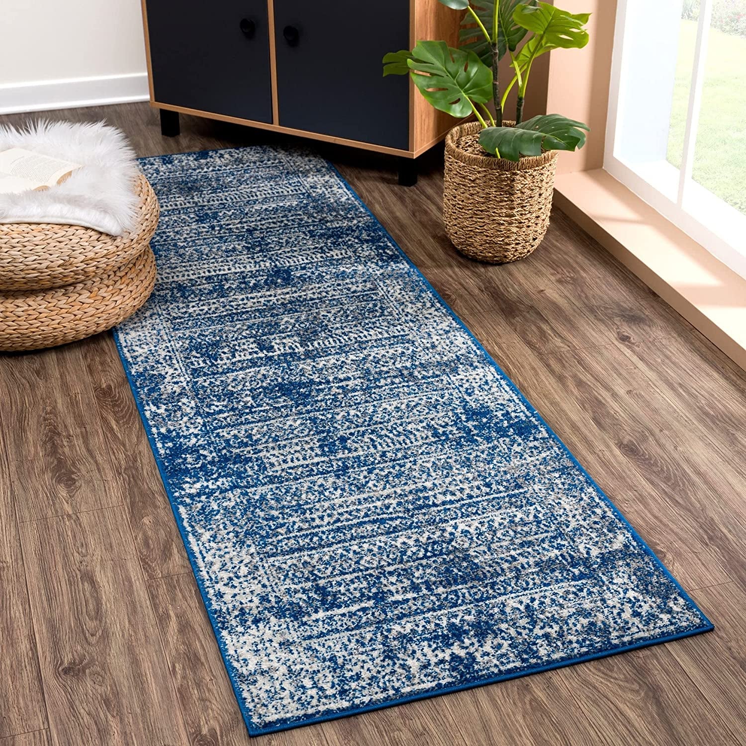 Vintage runner rug, Bohemian Oriental Rug, Turkish Rug 2.5 x 11.3 ft Handmade Rug, Boho Rug, 2024 Blue Rug, Wool area Rug, Hallway rug No 8579