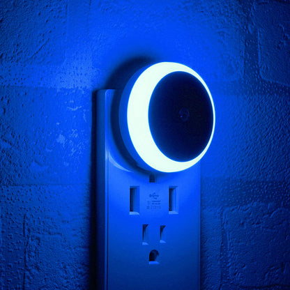 Blue Night Light, Plug In, Dusk to Dawn Smart Sensor, Small LED Nightlight, Energy Saving, Soft Glow, Night Light Plug into Wall for Bathroom, Kitchen, Bedroom, Hallway, Stairway, Round, 2 Pack